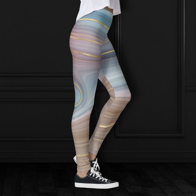 Luxe Strata | Dusty Slate Blue Taupe Pink Agate Leggings (Von Creator hochgeladen)