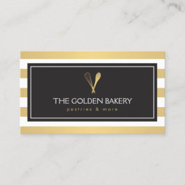 Luxe Striped Gold Whisk Spoon Logo Bakery, Koch II Visitenkarte