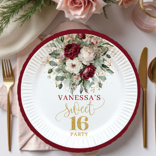 Luxe Sweet 16 Blush Burgundy Gold Party Teller