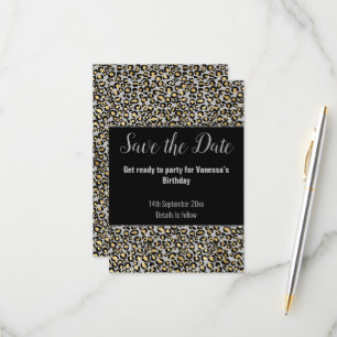 LUXE TIERDRUCKGRAFIK GLITZER SAVE THE DATE RSVP KARTE