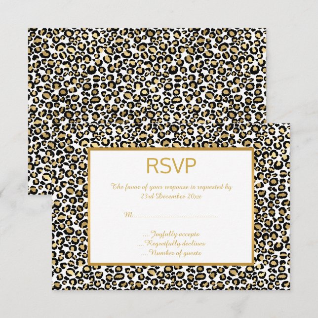 LUXE TIERLEOPARD GEMUSTERTE UAWG RSVP KARTE (Vorne/Hinten)