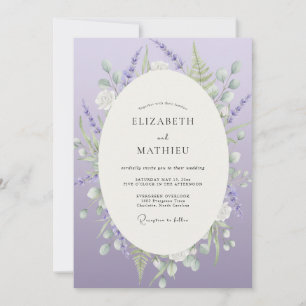 Luxe-Veilchen-Aquarell-Hochzeit Einladung