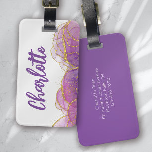 Luxe Violett Gold Personalisiert Gepäckanhänger