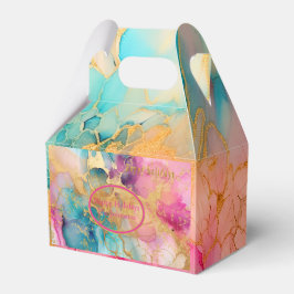 Luxe Wasserfarbe Pink Blau und Gold Abstrakt Geschenkschachtel