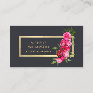 Luxe Watercolor Rose Gold/Grau Visitenkarte