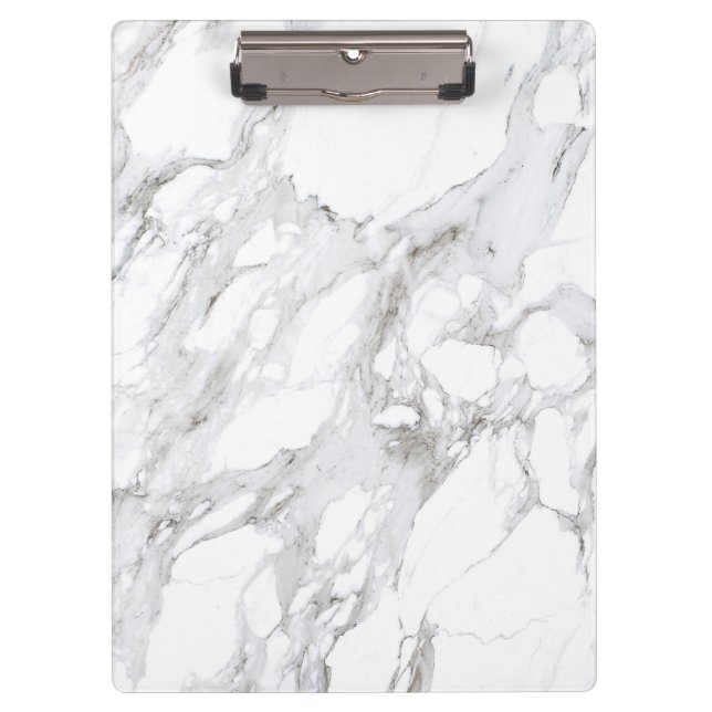 Luxe White Marble Clipboard Klemmbrett (Vorderseite)