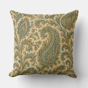 LuxeLayers Paisley Elegance Throw Kissen Aquamarin