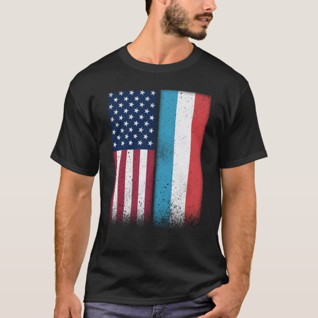 Luxembourg Flag Shirt USA And Luxembourg Flags Pro (Vorderseite)