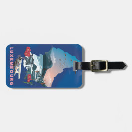 Luxembourg Map illustriertes Reiseplakat. Gepäckanhänger