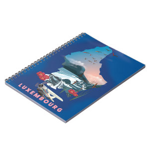 Luxembourg Map illustriertes Reiseplakat. Notizblock