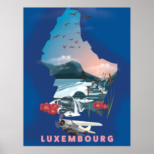 Luxembourg Map illustriertes Reiseplakat. Poster