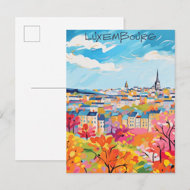 Luxembourg Travel City Painting Aesthetic Postkarte (Vorne/Hinten)