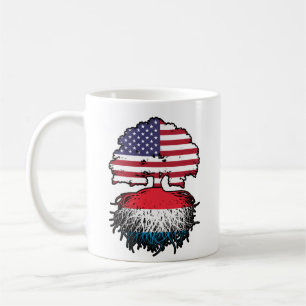 Luxembourg USA Vereinigte Staaten Flaggenroots Kaffeetasse