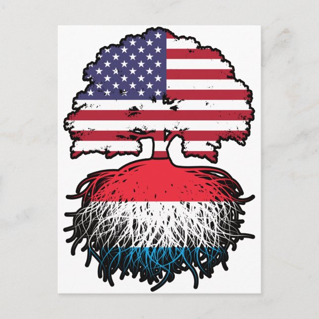 Luxembourg USA Vereinigte Staaten Flaggenroots Postkarte (Vorderseite)