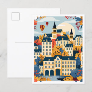 Luxemburg Art Vintage Travel Illustration Postkarte
