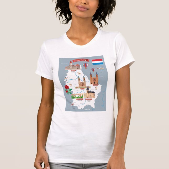 Luxemburg-Cartoon-Karte T-Shirt (Vorderseite)