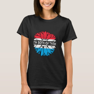 Luxemburg-Flagge Ich bin beide USA Sonnenblume Las T-Shirt