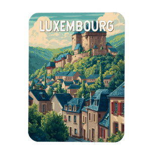 Luxemburg Illustration Reise Kunst Vintage Magnet