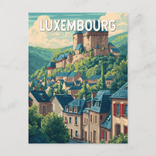 Luxemburg Illustration Reise Kunst Vintage Postkarte