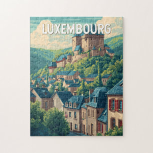 Luxemburg Illustration Reise Kunst Vintage Puzzle