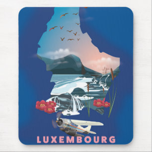 Luxemburg illustriertes Reiseplakat. Mousepad