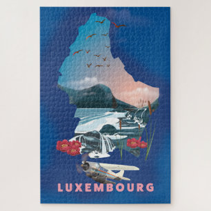 Luxemburg illustriertes Reiseplakat. Puzzle