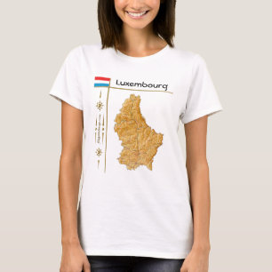 Luxemburg Karte + Flagge + Titel T-Shirt