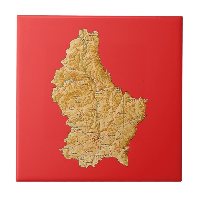 Luxemburg Karte Fliese (Vorderseite)
