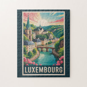 Luxemburg Landschaft Illustration Reise Kunst Retr Puzzle