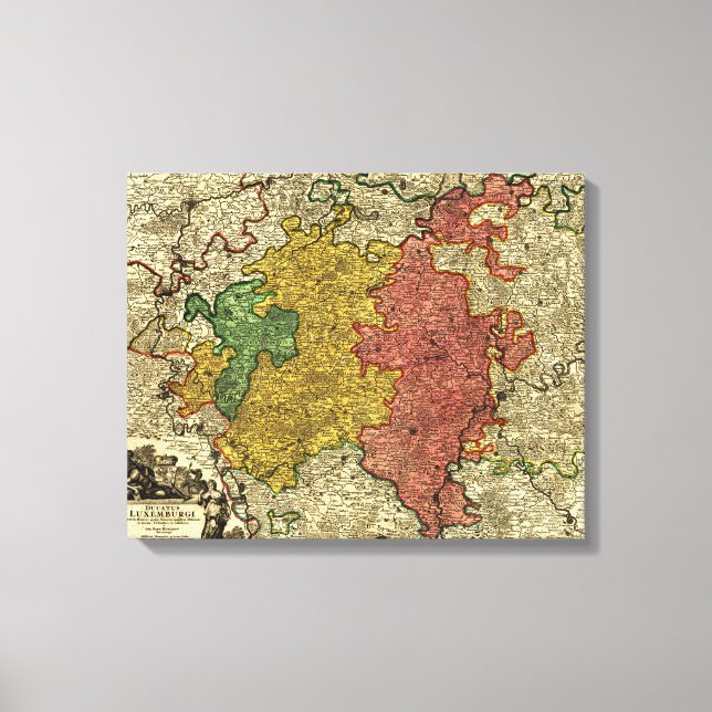 Luxemburg - Panoramakarte Luxemburg Leinwanddruck (Vorderseite)