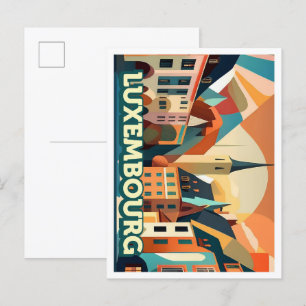 Luxemburg Reise künstlerisch farbenfroh Postkarte