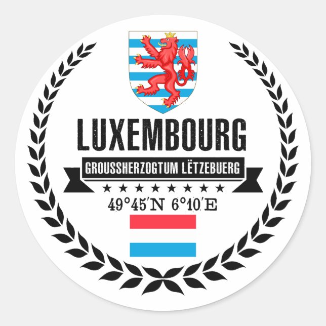 Luxemburg Runder Aufkleber (Vorderseite)