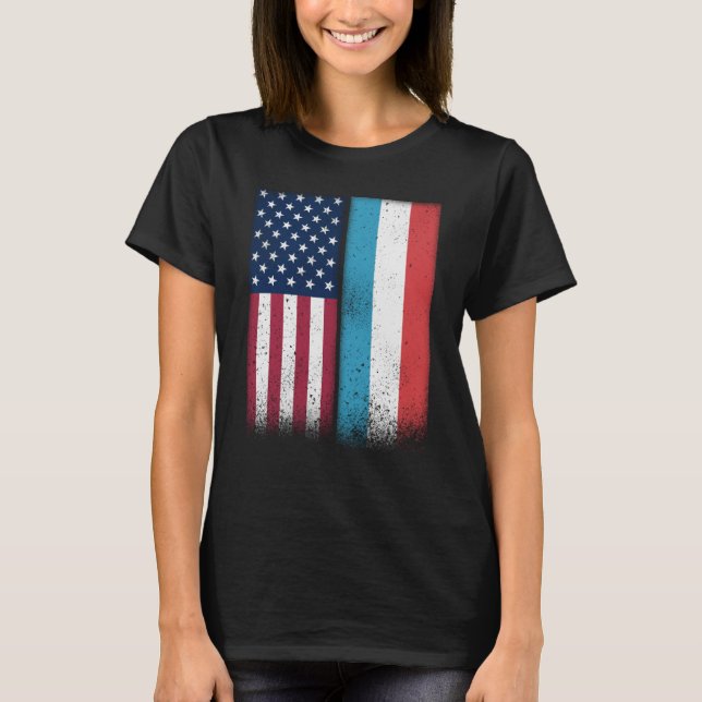 Luxemburg Shirt USA und Luxemburg Flaggen Pro (Vorderseite)