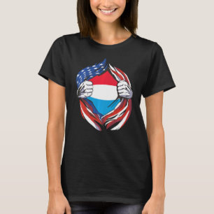 Luxemburger Flagge Amerikas Stolz auf mein Luxembu T-Shirt