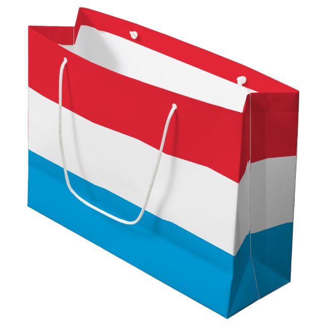 Luxemburger Flagge Große Geschenktüte (Vorderseite Schrägansicht)