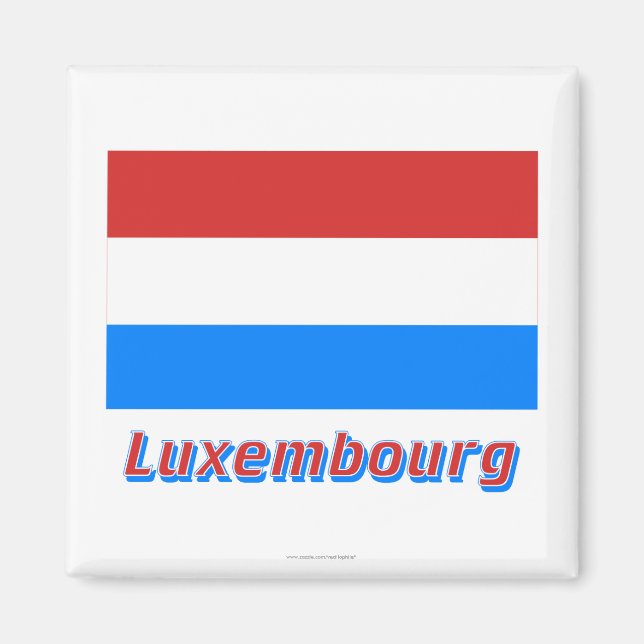 Luxemburger Flagge mit Name Magnet (Vorne)