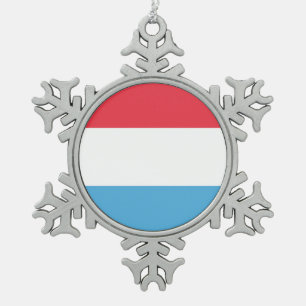 Luxemburger Flaggenmarke Schneeflocken Zinn-Ornament
