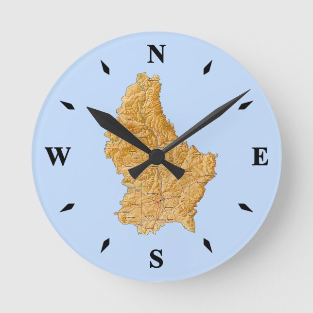 Luxemburger Kartenuhr Runde Wanduhr (Vorderseite)