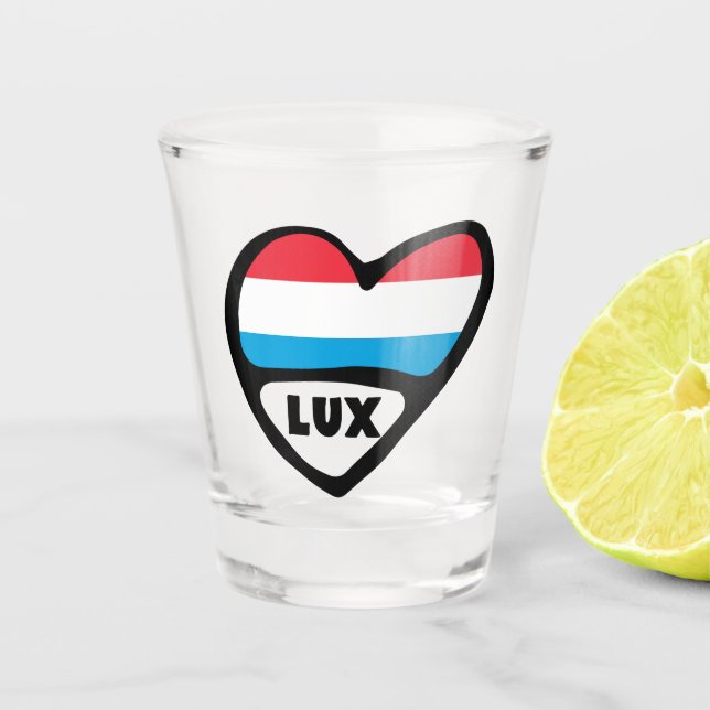 Luxemburger Ländercode - Leitfaden Herzstück LUX Schnapsglas (Vorderseite)