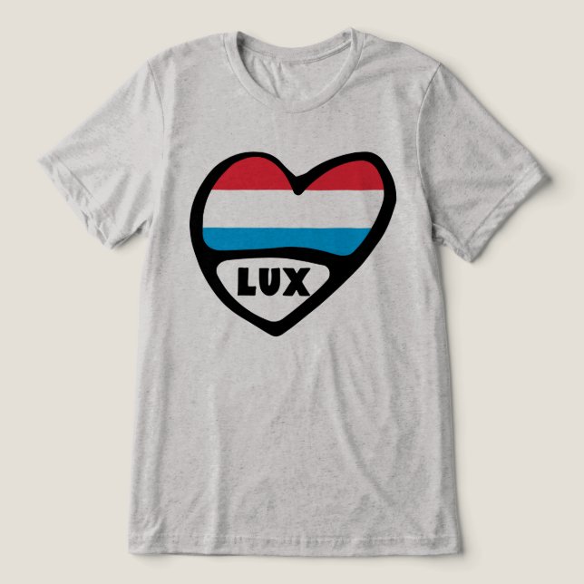 Luxemburger Ländercode - Leitfaden Herzstück LUX Tri-Blend Shirt (Design Vorderseite)