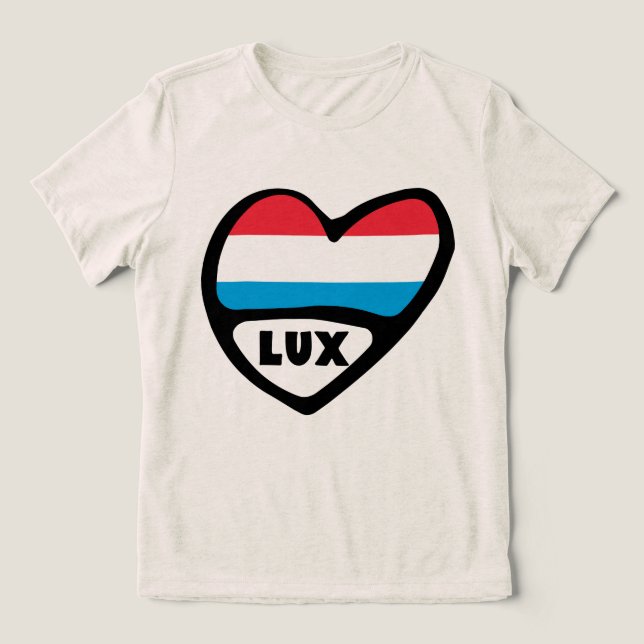 Luxemburger Ländercode - Leitfaden Herzstück LUX Tri-Blend Shirt (Design Vorderseite)