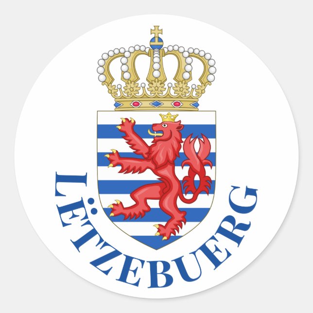 Luxemburger Wappen (mit dem Namen darunter) Runder Aufkleber (Vorderseite)