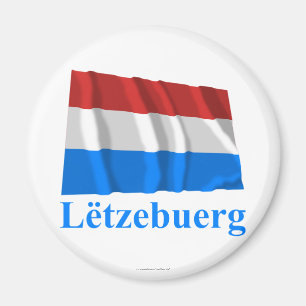 Luxemburger Waving Flag mit Namen in luxemburgisch Magnet