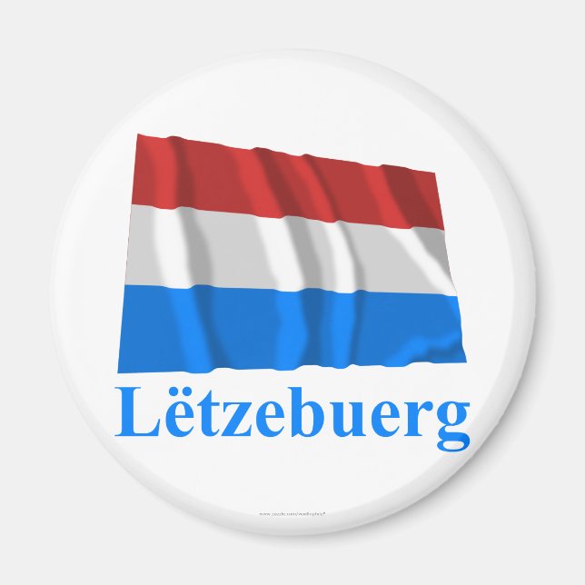 Luxemburger Waving Flag mit Namen in luxemburgisch Magnet (Vorne)