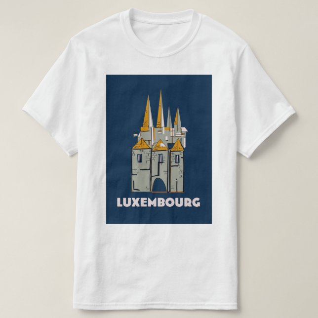luxemburgisches Reiseplakat im Retrostil T-Shirt (Design vorne)