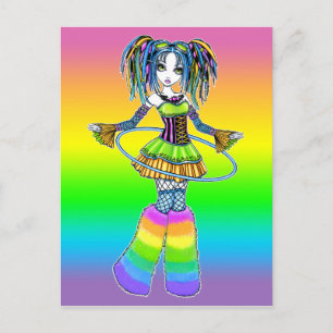 "Luxie" Rainbow Cyber Goth Hula Hoop Fee Postkarte