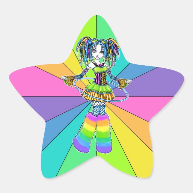 "Luxie" Rainbow Cyber Goth Hula Hoop Fee Stickers (Vorderseite)