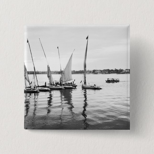 Luxor Ägypten, Feluccas im Nil Button (Vorderseite)