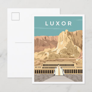 Luxor Ägypten Kunst Vintage Reiseillustration Postkarte