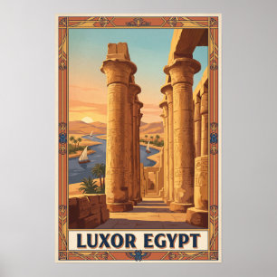 Luxor Ägypten Vintage Retro Reise Poster